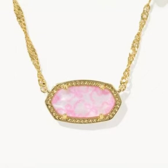 Kendra Scott gold necklace adorned with pink and purple gemstones, paired with - Picture 2 of 3